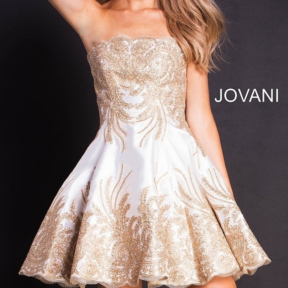 Jovani Strapless Gown with beaded bodice